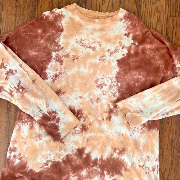 Free People We The Free Long Sleeve Oversized Pink Maroon Tie Dye Shirt Medium - Picture 11 of 14